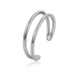 Ringe Glattes Silber Ring Silber - Doppelt - Silber Vergoldet und rhodiniertes Silber