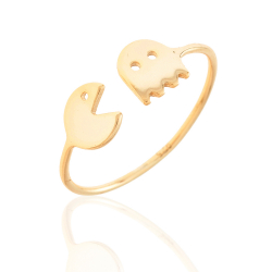 Ringe Glattes Silber Ring Silber - Pac-Man