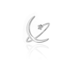 Ringe Glattes Silber Ring Silber - Mond und Stern