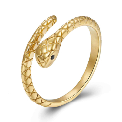 Silver Rings Snake Ring - 6mm - Gold Plated and Rhodium Silver