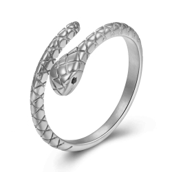 Ringe Glattes Silber Ring Silber - Schlange - 6 mm - Vergoldet und rhodiniertes Silber