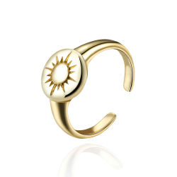 Silver Rings Open Pinky Ring - Sun - Gold Plated and Rhodium Silver