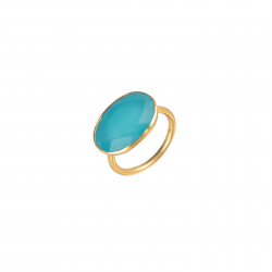 Anillo Plata Mineral Anillo Mineral - Oval 15*20mm - Bañado Oro
