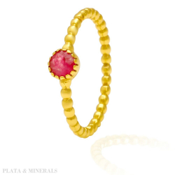 Silver Stone Rings Mineral Ring - 16 - Ruby - Gold Plated Silver