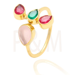 Silver Stone Rings Mineral Ring - Lagrima - Gold Plated Silver