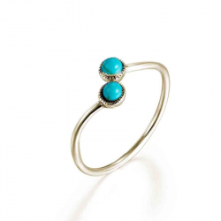 Silver Stone Rings Mineral Ring - Rhodium Silver - 16 - Turquoise
