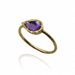 Silver Stone Rings Mineral Ring - Lagrima - Gold Plated Silver