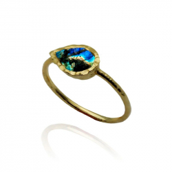 Silver Stone Rings Mineral Ring - Lagrima - Gold Plated Silver