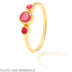 Silver Stone Rings Mineral Ring - 4mm - 16 - Ruby - Gold Plated Silver