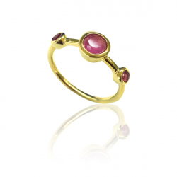 Silver Stone Rings Mineral Ring - 3 Minerals - Gold Plated and Rhodium Silver