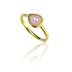 Silver Stone Rings Mineral Ring - Tear 7 * 8 - Gold Plated and Rhodium Silver