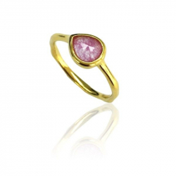 Silver Stone Rings Mineral Ring - Tear 7 * 8 - Gold Plated and Rhodium Silver