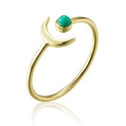 Silver Stone Rings Mineral Ring - Moon - Turquoise