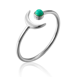 Silver Stone Rings Mineral Ring - Moon - Turquoise