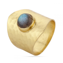 Silver Stone Rings Mineral Ring -Silver Plated Gold-Turquoise-16