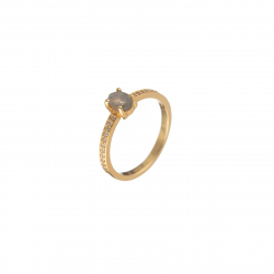 Silver Stone Rings Oval Mineral Ring -  Gold Plated