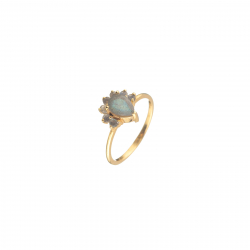 Silver Stone Rings Flower Mineral Ring -  Gold Plated