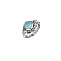 Silver Stone Rings Flower Ring Mineral - Round 7,5mm - Plata