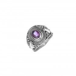 Bagues Argent Minéral Bague Minéral 6x8 mm Ovale Argent