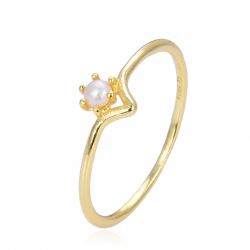 Silver Stone Rings Pearl Ring - 3mm - Gold Plated
