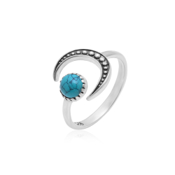 Anillo Plata Mineral Anillo Mineral - Luna 13mm - Plata Oxidado