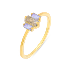 Anillo Plata Mineral Anillo Mineral - 3 Minerales -7,5*7,7,5*7,5mm - Bañado Oro y Plata