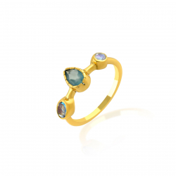 Anillo Plata Mineral Anillo Mineral - 3 Minerales - 1 Micra Bañado Oro