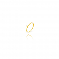 Bagues Argent Minéral Bague en Argent - Perle - 3 mm - Plaqué Or