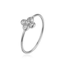 Silver Zircon Rings Zirconia Ring - 5 CZ