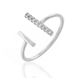 Silver Zircon Rings Zirconia Ring - Bar