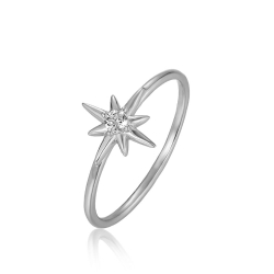 Silver Zircon Rings Zirconia Ring - Star