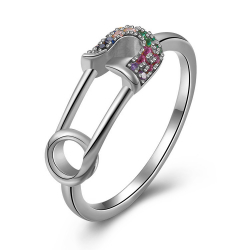 Ringe Silber Zirkonia Ring Zirkonia - Sicherheitsnadel