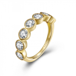 Silver Zircon Rings Zirconia Ring - 7 CZ - Gold Plated And Rhodium Silver