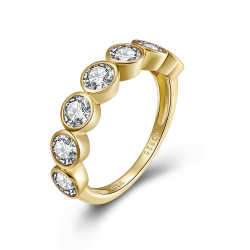 Silver Zircon Rings Zirconia Ring - 7 CZ - Gold Plated And Rhodium Silver