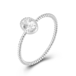 Silver Zircon Rings Zirconia Ring Twisted