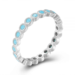 Silver Zircon Rings Zirconia Ring - Turquoise