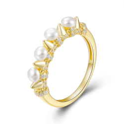 Silver Zircon Rings Zirconia Pearl Ring