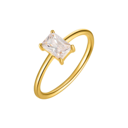 Anillo Plata Circonita Anillo Rectangulo - Circonita - Bañado Oro