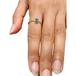 Silver Zircon Rings Rectangle Ring - Zirconia - Gold Plated