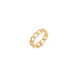 Silver Zircon Rings Link Zirconia Ring - Gold Plated and Rhodium Silver