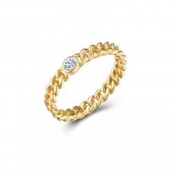 Silver Zircon Rings Zirconia - Link Ring - Gold Plated