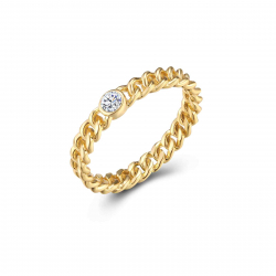 Anillo Plata Circonita Anillo Eslabón - Circonita - Bañado Oro