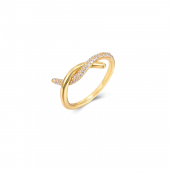 Anillo Plata Circonita Anillo Nudo - Circonita - Plata Bañado Oro y Plata Rodiada