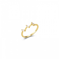 Anillo Plata Circonita Anillo Plata - Tres Circonita  - Bañado Oro  y Plata Rodiada