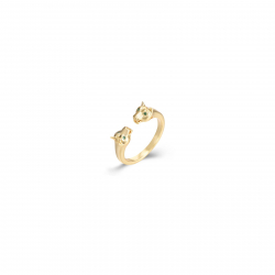 Anillo Plata Circonita Anillo Abierto - Jaguar - 5mm - Bañado Oro