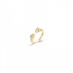 Anillo Plata Circonita Anillo Abierto - Jaguar - 5mm - Bañado Oro