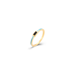 Silver Zircon Rings Silver Ring - 3,5mm Enamel - Gold Plated and Rhodium Silver