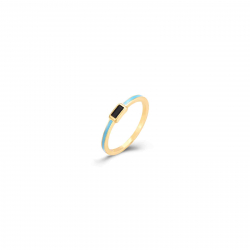 Silver Zircon Rings Silver Ring - 3,5mm Enamel - Gold Plated and Rhodium Silver