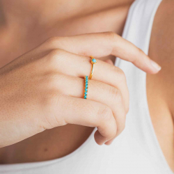 Silver Stone Rings Turquoise Ring - Gold Plated and Rhodium Silver