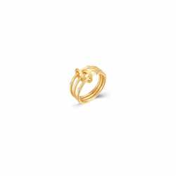 Silver Zircon Rings Triple Zirconia Ring - Gold Plated and Rhodium Silver